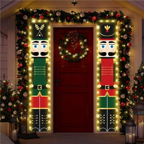 Nutcracker Christmas Decor Nutcrackers Banners Porch with LED String Lights - Picture 1 of 8